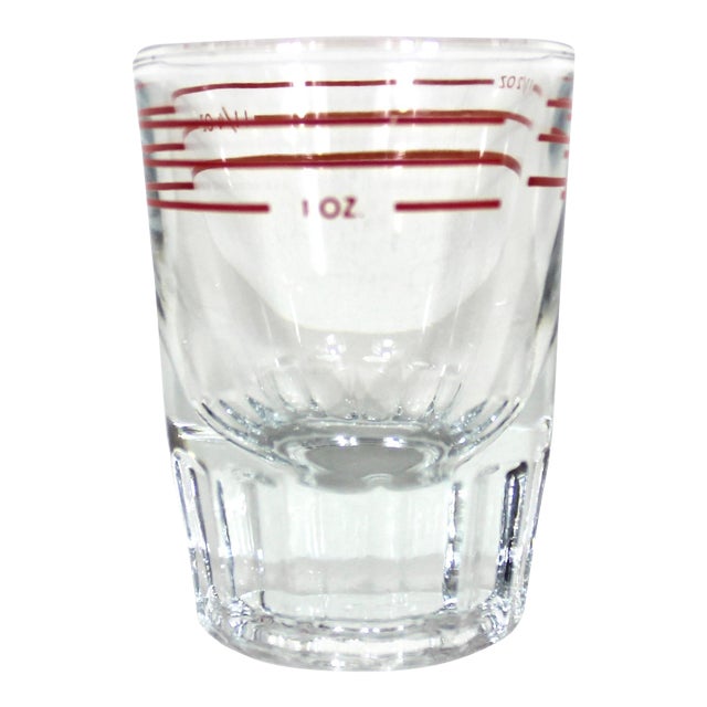 Vintage Dominion Glass Jigger Red Lines Bar Measure 1 1/2 Ounce Oz Measuring Shot For Sale