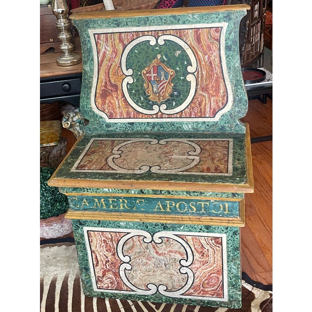 Italian Pair of Italian Polychrome Painted Benches For Sale - Image 3 of 10