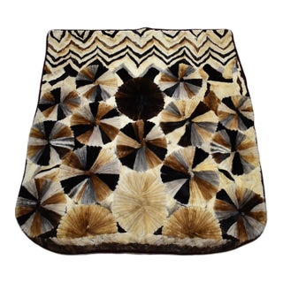 Late 20th Century Handmade Mink Queen Size Quilt With Velvet Underside For Sale