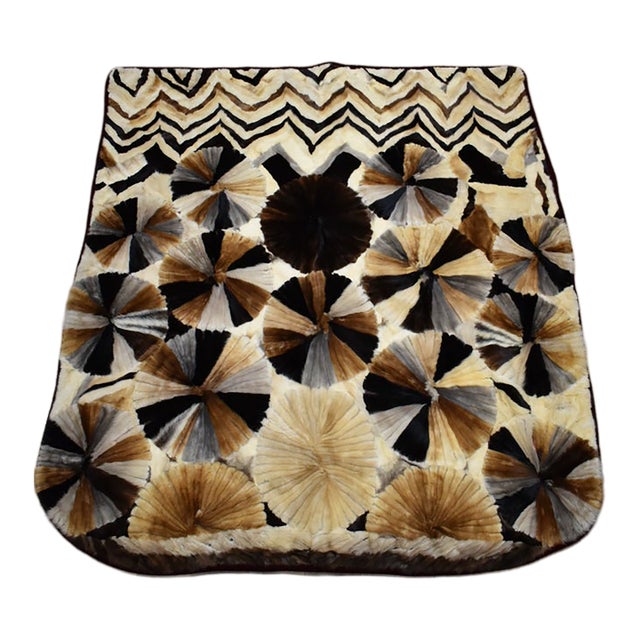 Late 20th Century Handmade Mink Queen Size Quilt With Velvet Underside For Sale