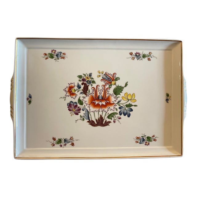 Vintage Richard Ginori Tray With Gilded Rim and Handles For Sale