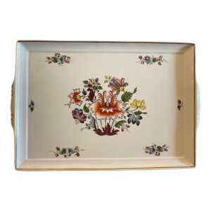 Vintage Richard Ginori Tray With Gilded Rim and Handles