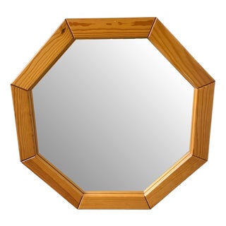 Hexagonal Pine Mirror, 1980s For Sale