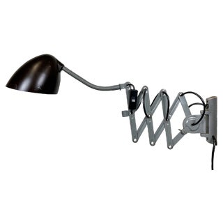 Industrial Grey Scissor Wall Lamp from Elektroinstala, 1960s For Sale