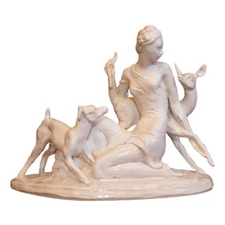 20th Century Italian Ceramic Sculpture of Diana For Sale