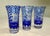 Boho Chic Vintage Elaborate Cut to Clear Crystal Glass Czech Cobalt Blue Shot Glasses - Set of 3 For Sale - Image 3 of 11