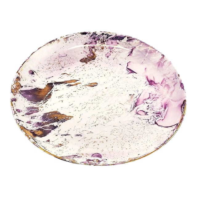 Mid Century Sascha Brastoff Surf Ballet Dinner Plate - Pink & Gold For Sale