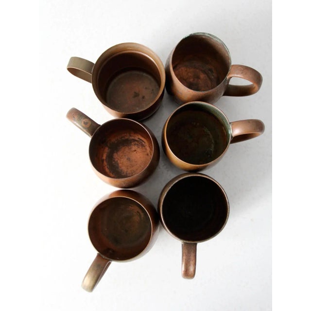 Mid-Century Modern Vintage Copper Mugs - Set of 6 For Sale - Image 3 of 11