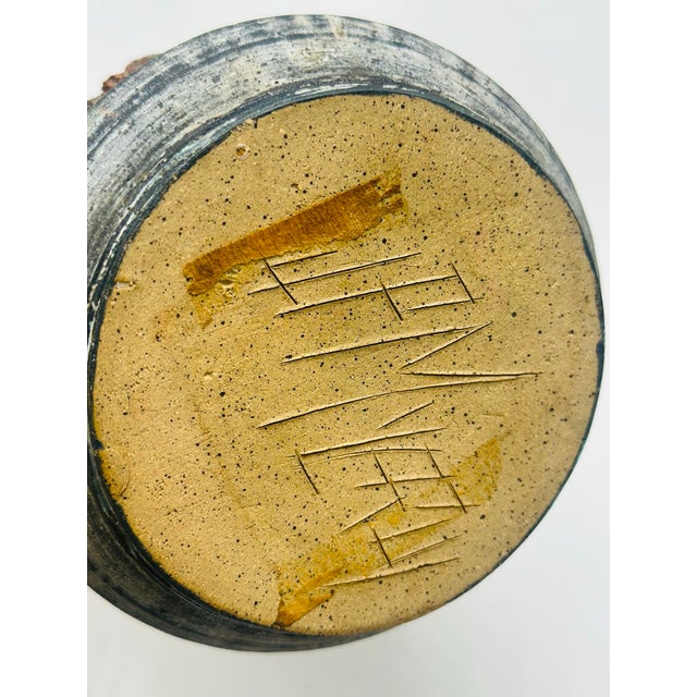 Boho Chic Signed Vintage Artist Pottery Vase For Sale - Image 3 of 6