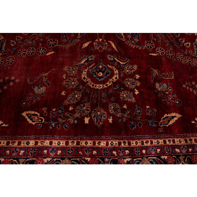 1920s Red Antique Persian Sarouk Wool Rug Handmade With Classic Floral Design For Sale In New York - Image 6 of 8