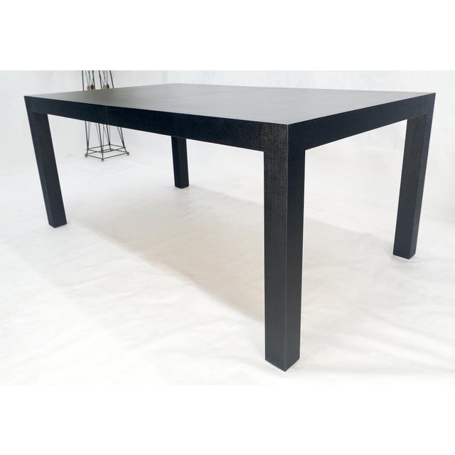 Linen Cloth Black Lacquer One Leaf Parsons Mid Century Compact Dining Table MINT 1 x 18" leaf with an extended table...