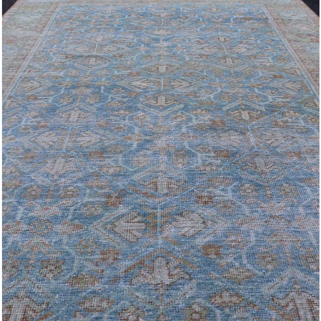 Tribal Antique Persian Sultanabad Rug in Light Blue and Green With All-Over Design 4'2"x6'5" For Sale - Image 3 of 10