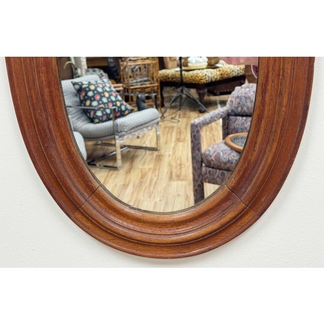 Mid 20th Century Vintage Primitive Farmhouse Oval Wall Mirror For Sale - Image 5 of 5