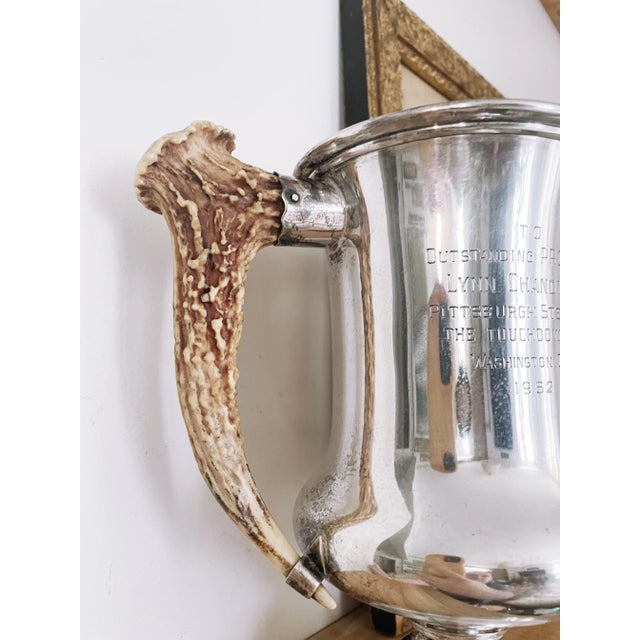 Silver 1952 Sterling Silver and Antler Touchdown Club NFL Player of the Year Trophy For Sale - Image 8 of 9