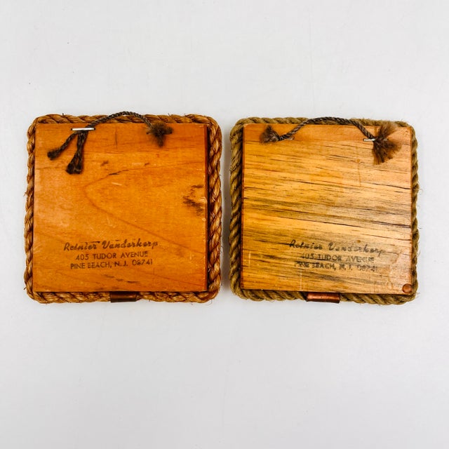 Vintage Folk Art Pen & Ink Petite Sailboat Art, Signed - Nautical Wood Plaques - Set of 2 For Sale - Image 18 of 18