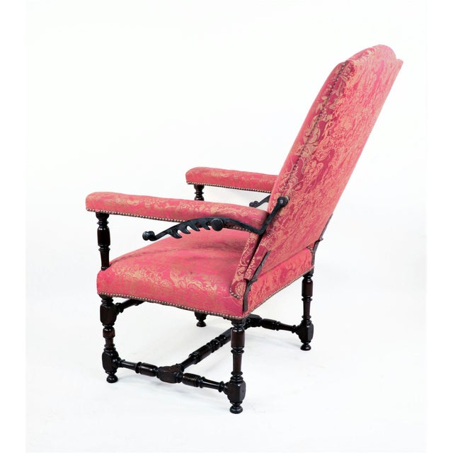 Mid-19th Century Gothic Revival English Walnut Reclining Arm Chair For Sale - Image 4 of 12