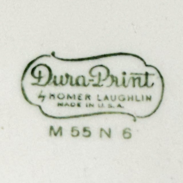 Mid-Century Modern Vintage 1950s MCM Atomic Homer Laughlin Dura-Print Blue Diamond Plates – Set of 4 For Sale - Image 3 of 3