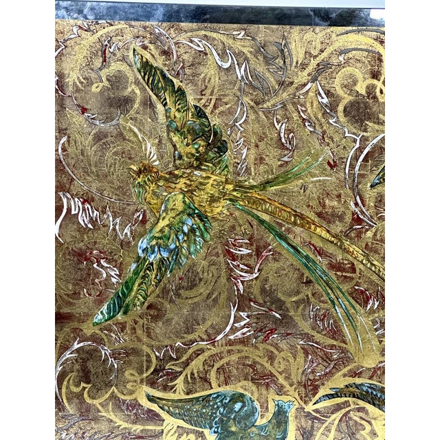 Large decorative panel "Birds of paradise" Mural in elevated glass 1950. The technique of chosen glass dates back to...