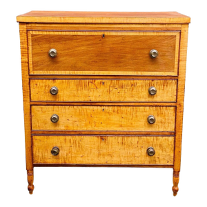 19th Century Antique Pennsylvania Sheraton Tiger Maple & Walnut Butlers Desk
