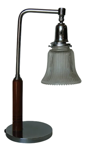Art Deco Desk Table Lamp W/ Bell Shaped Glass Shade