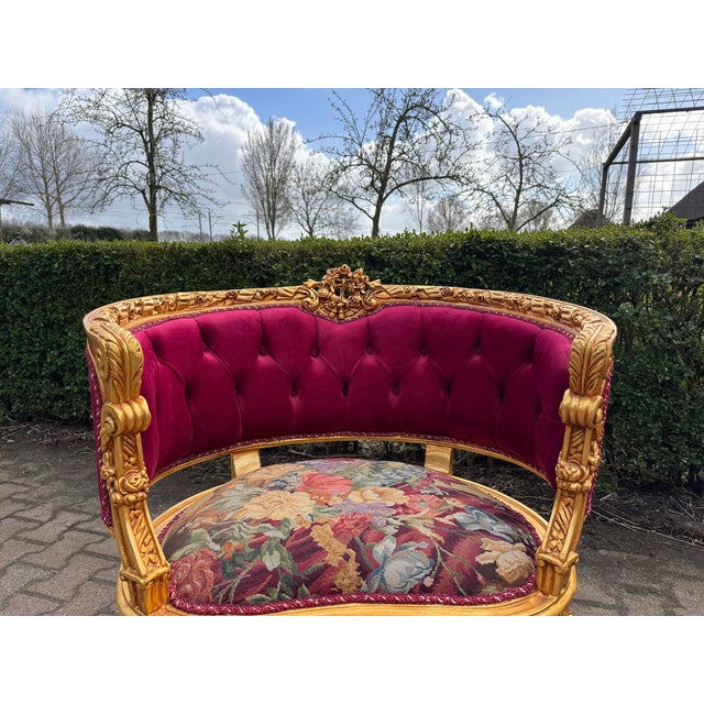 1970 French Louis XVI Gold Beech Velvet Sofa Set 3pc For Sale - Image 15 of 18