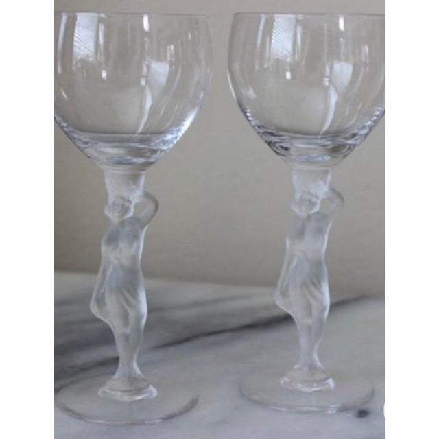Glass 1970s Lalique-Style Wine / Water Glasses- Set of 6 For Sale - Image 7 of 9