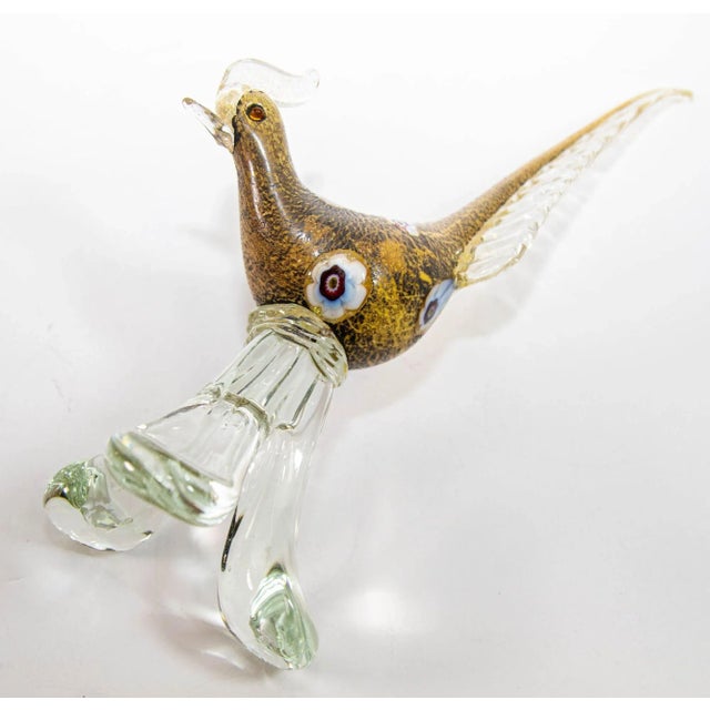 Italian Murano Art Glass Pheasant Bird Sculpture 1960s For Sale - Image 11 of 12