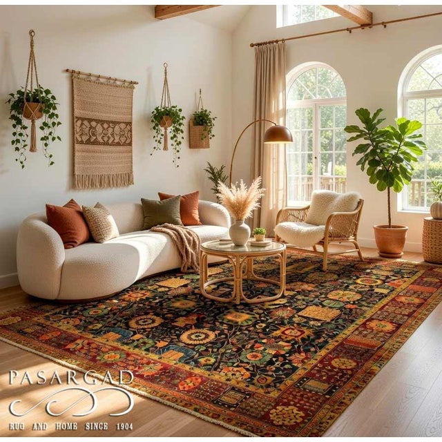 Pasargad Navy Blue Hand Knotted Agra Rug 12'5'' X 16'6' For Sale - Image 11 of 11