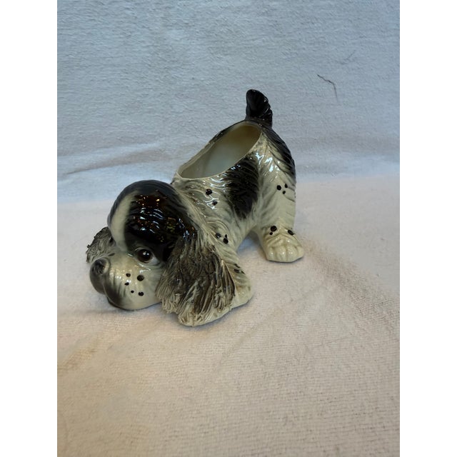 American 1940s Porcelain Freckled Cute Dog Planter For Sale - Image 3 of 12