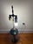 Vintage Brass and Forest Green Glass Dual-Socket Banquet Lamp For Sale - Image 9 of 10