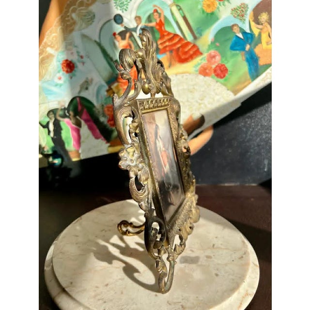 Antique Hand-Painted Original Signed Art of Porcelain Painting With Gilded Florentine Frame From Late 1800s For Sale In Los Angeles - Image 6 of 9