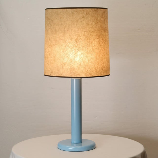 Metal 1980s Mid Century Modern Blue Tubular Table Lamp For Sale - Image 7 of 8