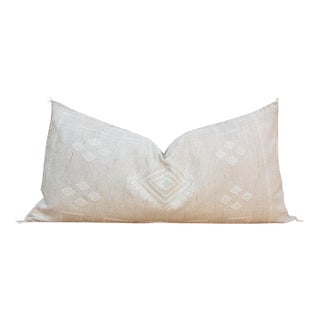Linen Tail Oversized Lumbar Moroccan Pillow For Sale