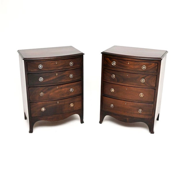 Antique Bow Fronted Chest of Drawers, 1900, Set of 2 For Sale - Image 11 of 11