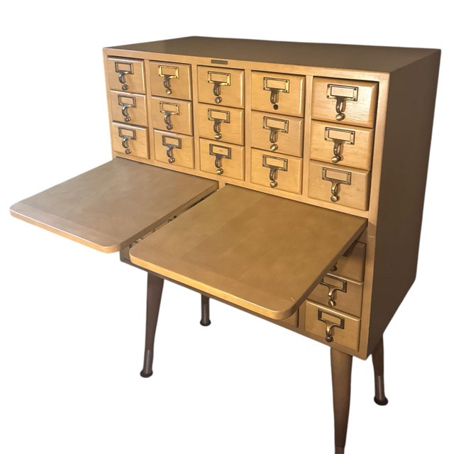Vintage Standard Wood Products Library Card Catalog cabinet everything is original metal hardware, card holders, and...