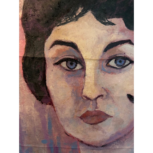 Mid-Century Modern Mid-Century Modernist Oil Portrait in Giltwood Frame For Sale - Image 3 of 5