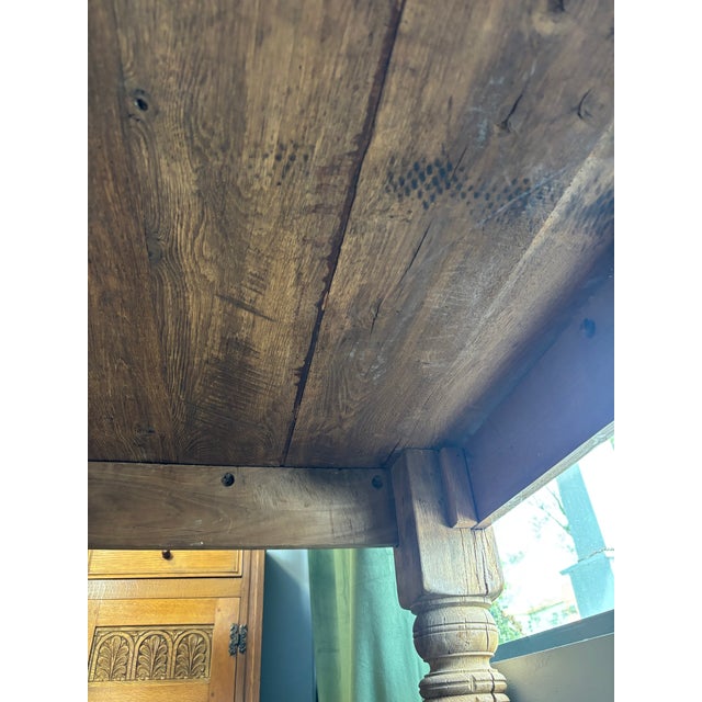 19th Century English Oak Dining Table For Sale - Image 10 of 11