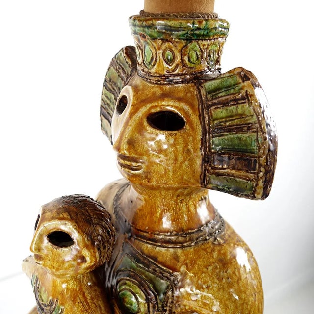 Animal Skin Mid-Century Ceramic Floor or Table Lamp in Mystic and Majestic Mayan Style For Sale - Image 7 of 14