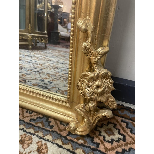 French Shield Top Gilt Frame Mirror For Sale - Image 5 of 6