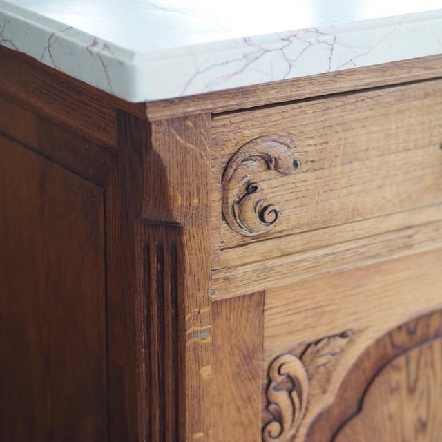 Art Nouveau Washstand in Oak with Marble Top, 1900s For Sale - Image 10 of 12