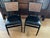 Mid-Century Modern 1950s Vintage Stakmore Folding Game Table Set. Cane-Back Seating & Jet-Black Gloss Vinyl - Set of 3 For Sale - Image 3 of 12
