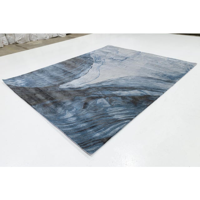 Abstract Glacial Flow - Modern Hand-Tufted Wool & Viscose Area Rug For Sale - Image 9 of 10