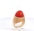 1940s Yellow Gold Mediterranean Coral Cocktail Ring, Unique Design, Size 6.5 For Sale - Image 4 of 8