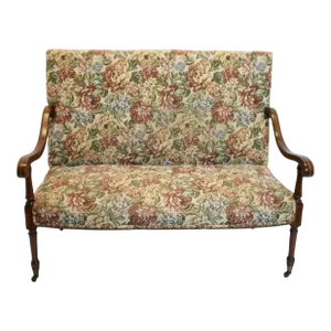 French Louis XV Inlaid Loveseat Sofa With High Back on Casters, 19th Century