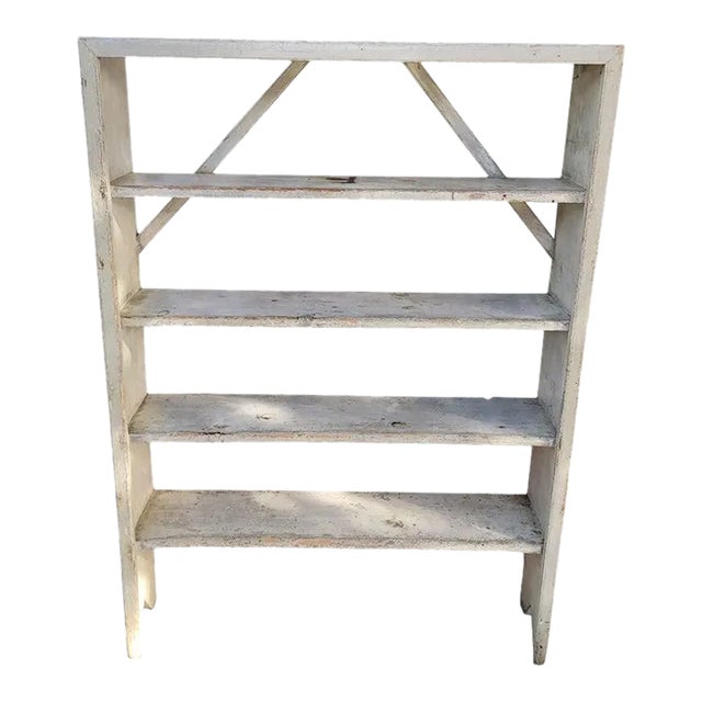 Early 19th C Original Grey Painted Shelf For Sale