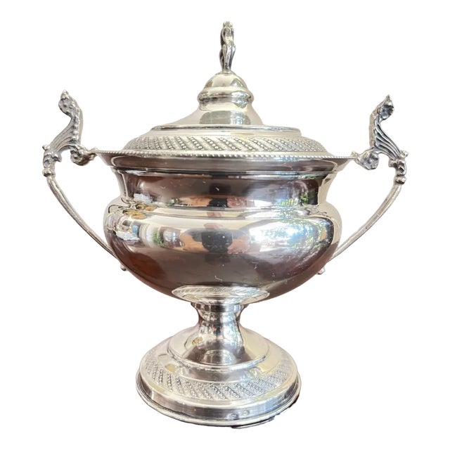 Empire Style Sugar Bowl in Silver, Italy, 1950s For Sale