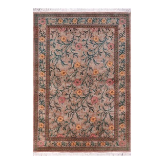 Shabby Chic Jasmain Pak-Persian Brown/Brown Wool Rug - 4'0'' X 6'3'' For Sale