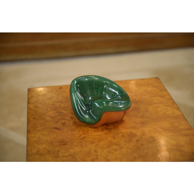 Leather-Covered Ceramic Trinket Tray by George Jouve for Longchamp, 1960s For Sale - Image 6 of 9