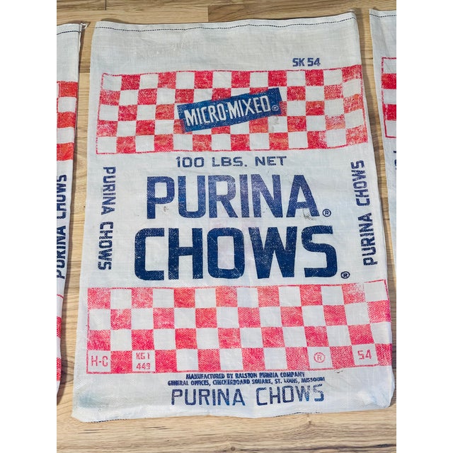 3 Vintage Urina Chow Sacks Grafic Farmhouse Design For Sale - Image 9 of 9