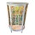 Vintage White Wooden Short Light Up Glass Display Cabinet With Tropical Wallpaper Background For Sale